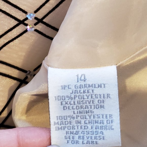 Dress Barn Metallic Gold Chiffon Jacket Blazer lined size 14 - Picture 7 of 8
